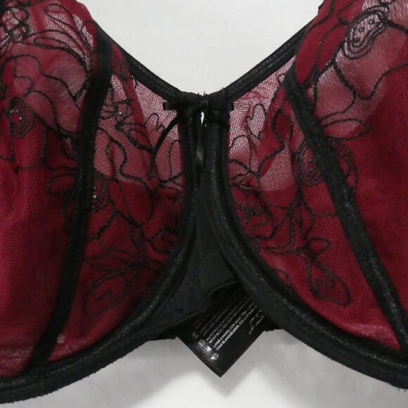AG - ASHLEY GRAHAM | 40 DDD | Burgundy and Black Lace Accented Bra - Picture 4 of 16